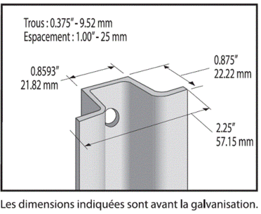 MINI-POST L7X 8' DÉLINÉATEUR (1,18 LB / PIED)
